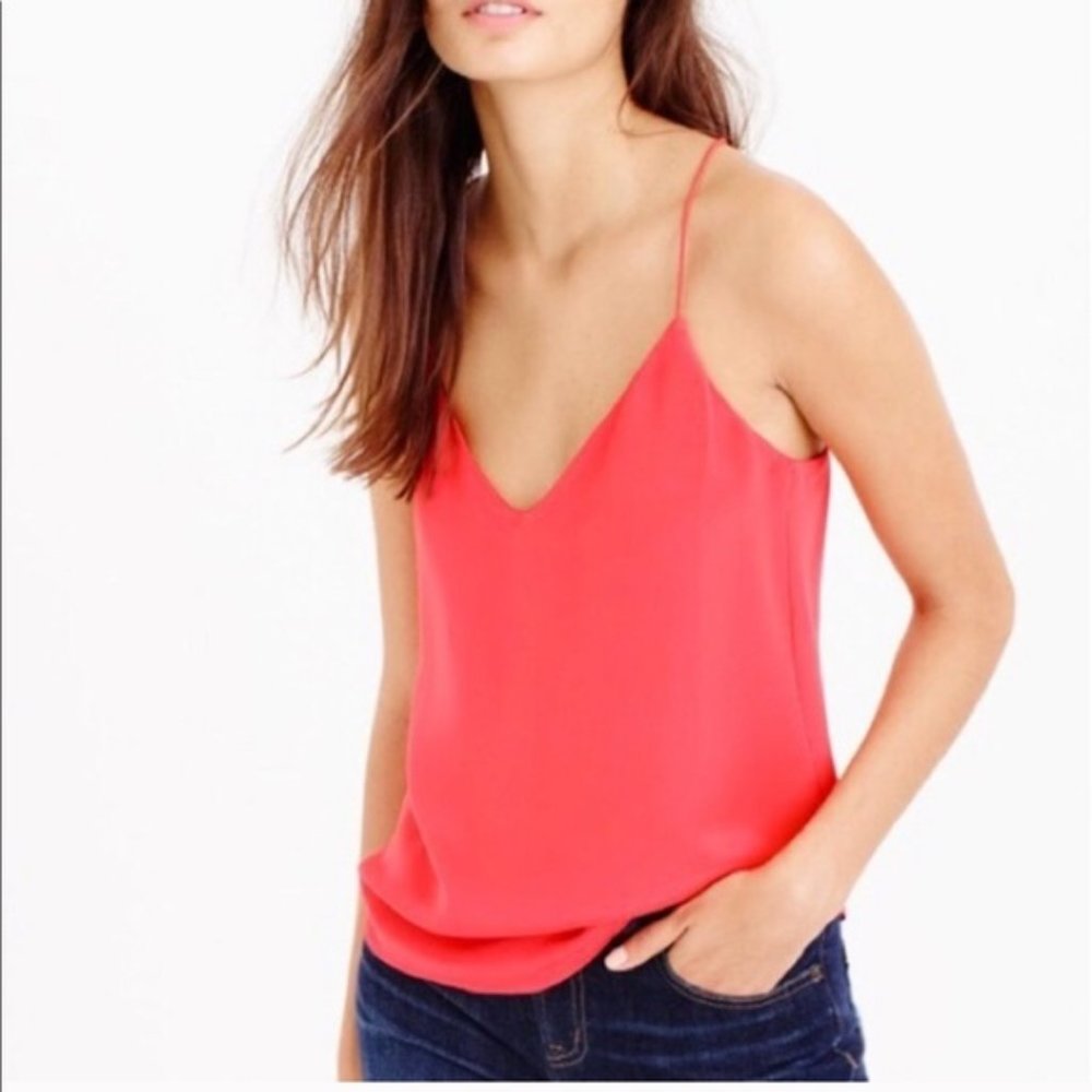 J. Crew Carrie Silk Neon Pink Racerback Tank